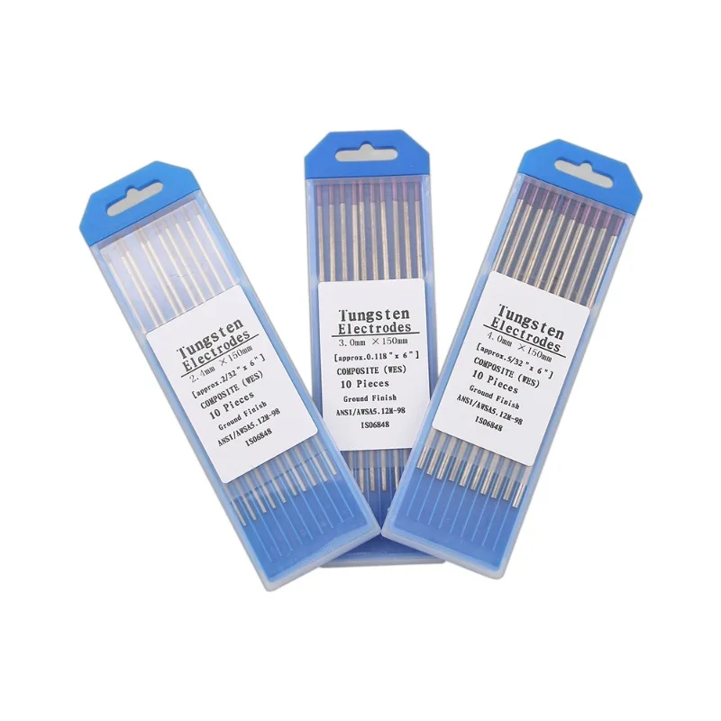 WES Purple Tip Composite Tungsten Electrode Rods for TIG Welding Machine, φ1.6/2.0/2.4/3.0/3.2/4.0mm x 150mm (10pcs/Set)