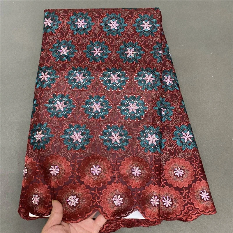 

5 yard high-quality 3D flowers fabric Dry lace embroidery African 100% cotton fabrics Swiss voile lace Dubai style PSJF101401