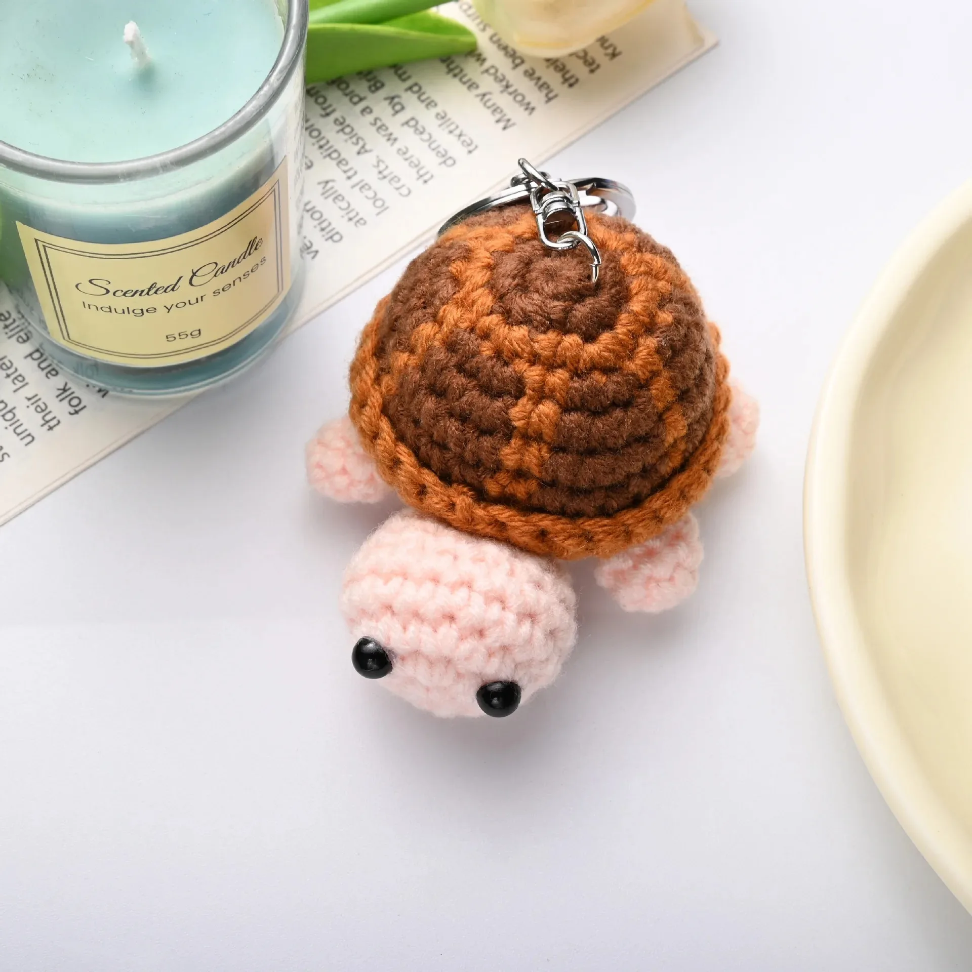 

Женский брелок-подвеска в виде милой черепахи, миниатюрный забавный брелок для девочек в стиле каваи, мультяшная вязаная крючком шерстяная кукла-черепаха, брелок для рюкзака