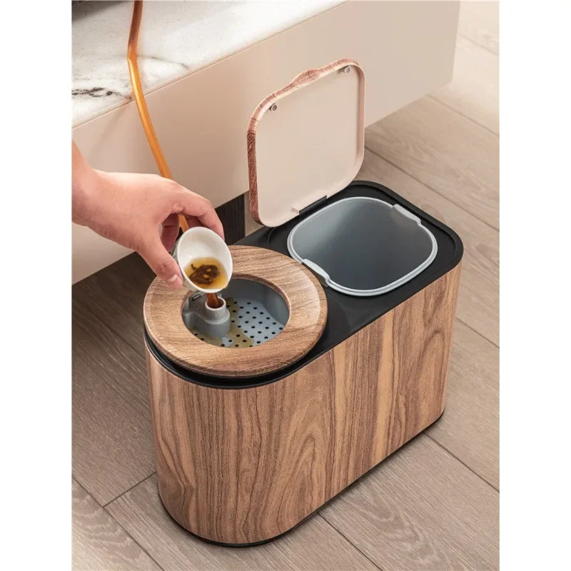 High-end Chinese tea bucket, retro intelligent light luxury tea residue bucket, tea bucket, dry and wet separation trash can, te