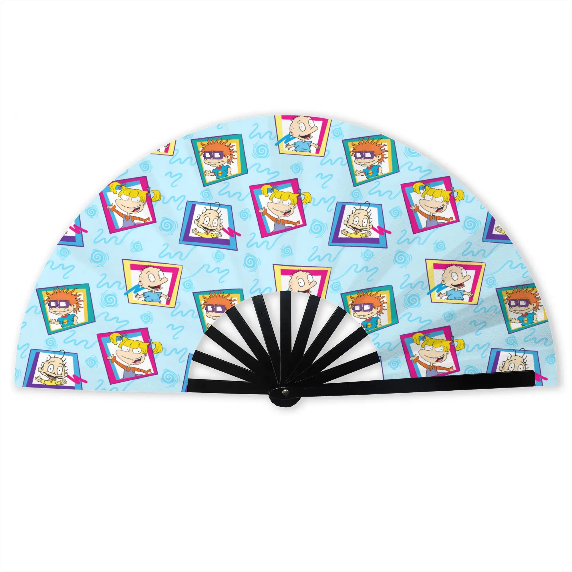 R-Rugrated Mangas Movie Folding Hand Fan  Personalized Popular Polyester Fabric Fan Fashion Summer Accessory Decorative Fans