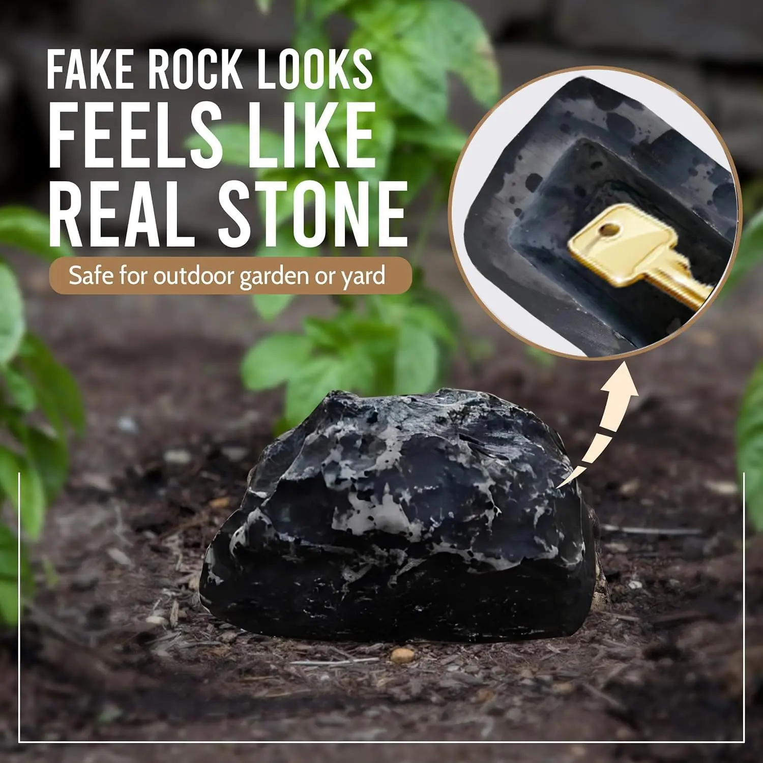 1pcs Stone Key Safe, Stone Safe Door Key Safe, Outdoor Courtyard Hidden Door Key Box Simulation Small Stone Ornaments