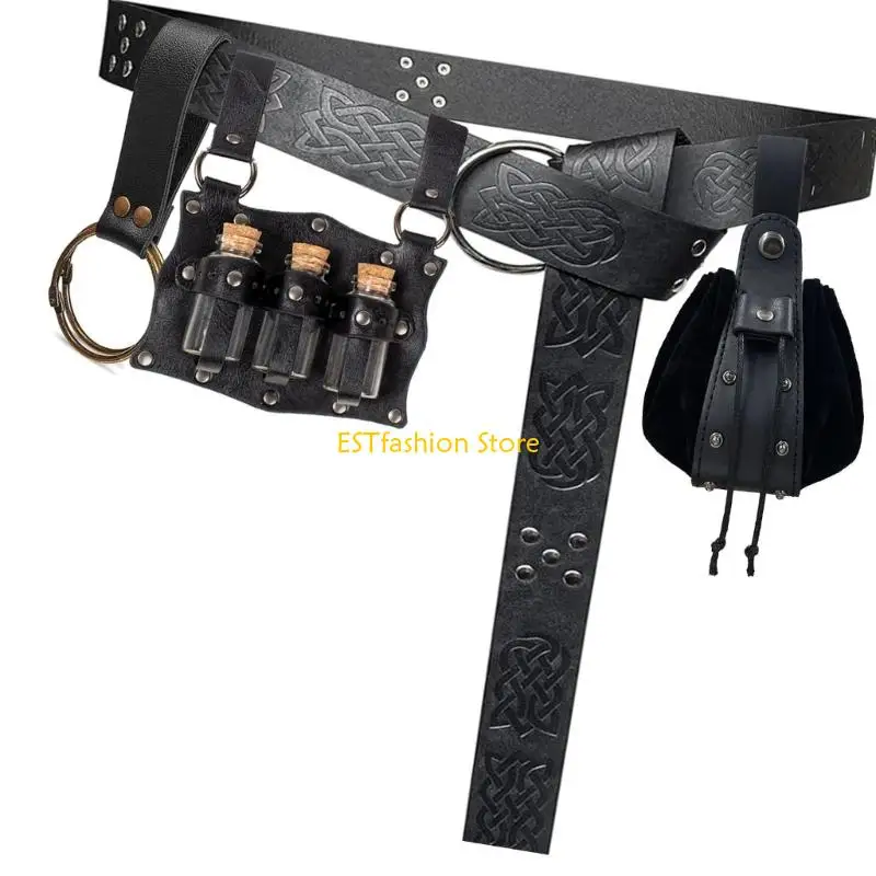 Y5GC Retro Waist Pack Collection 4pcs Embossed PU Waistband for Sports Daily Wear