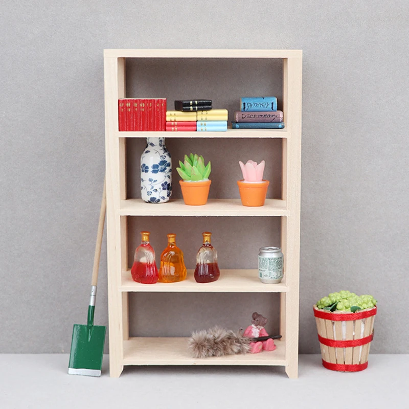 1:12 Dollhouse Miniature Display Rack Bookshelf Multi-layer Storage Shelf Model Furniture Decor Toy Doll House Accessories