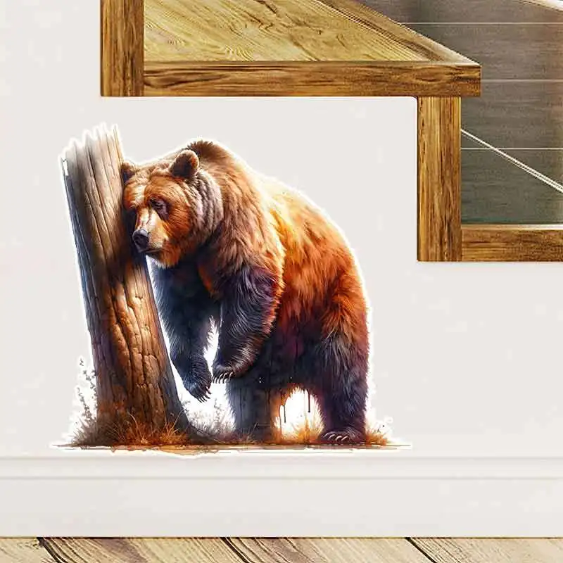 Whimsical Drunk Bear Stickers-Humorous Art Design Wall Stickers Bathroom Toilet Decoration Living Room Cabinet Refrigerator Home