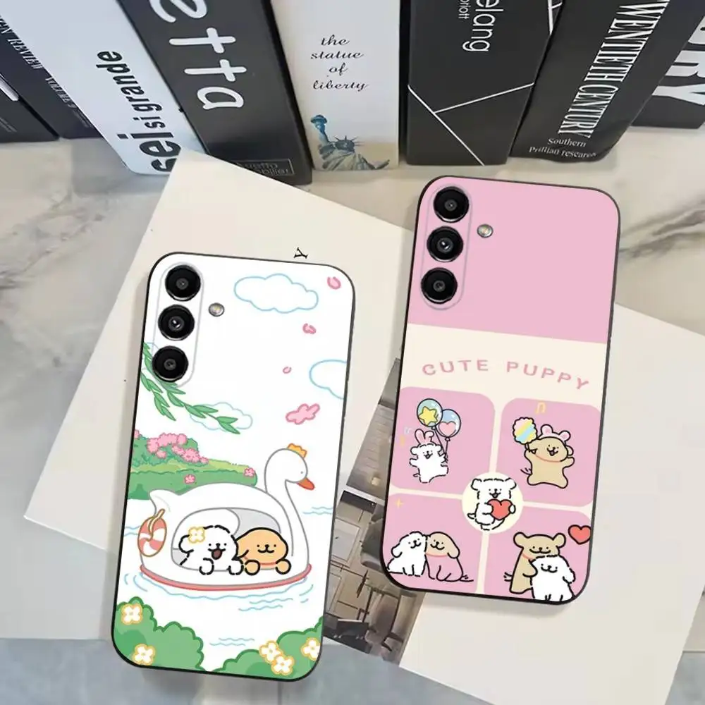 

Korea line puppy Maltese Phone Case For Samsung Galaxy A20,A21s,A22,A31,A32,A52,A53,A72,73,A80 Soft Black Cover