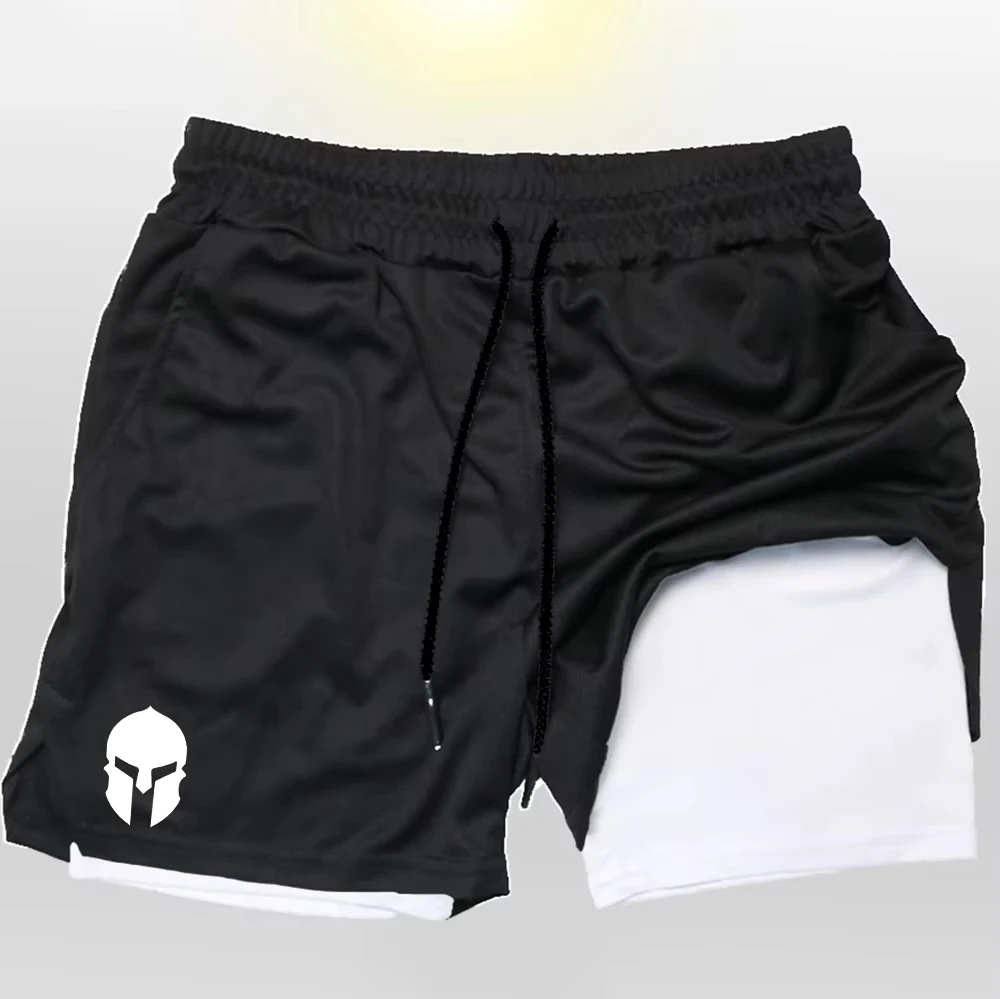 Men's Professional Double Layer Sports Shorts High Elastic Tight Fit Quick Dry Sweat Absorbing Breathable Fitness Shorts ZY00187