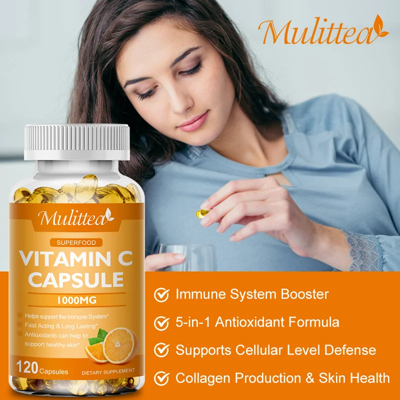 Mulittea Vitamin C 1000mg Rich In Antioxidant Helps Skin & nail and Hair Health Beauty Health Helper