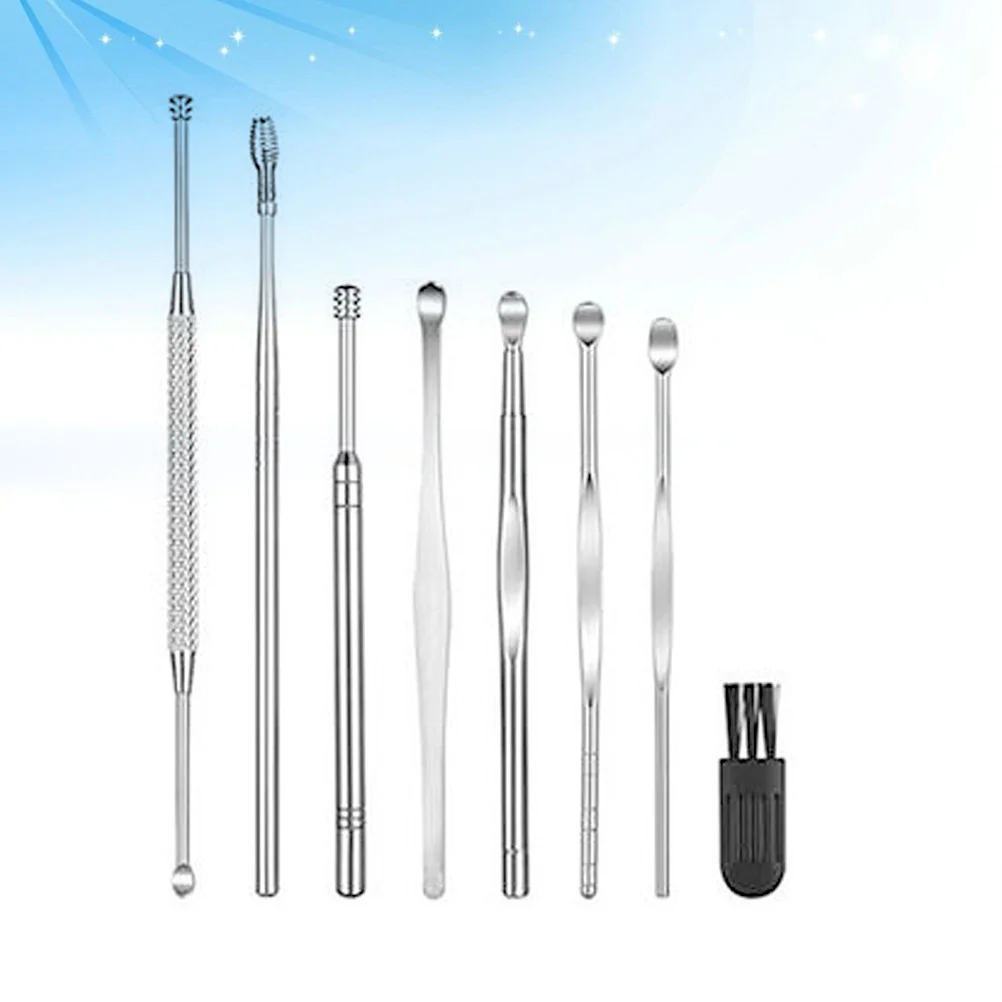

8 шт. набор инструментов для удаления ушной серы из нержавеющей стали, прочный инструмент для удаления ушной серы, противоскользящий портативный очиститель ушей для гигиены