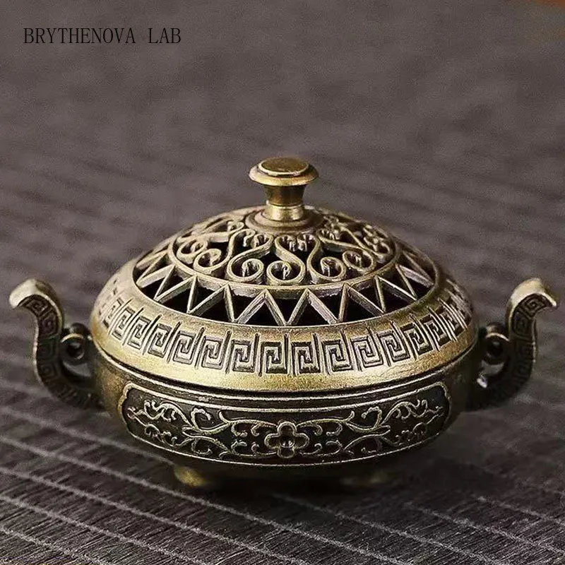 Retro Creative Mini Hollow Double-ear Incense Burner Small Auspicious Incense Cloud Holder Home Decoration