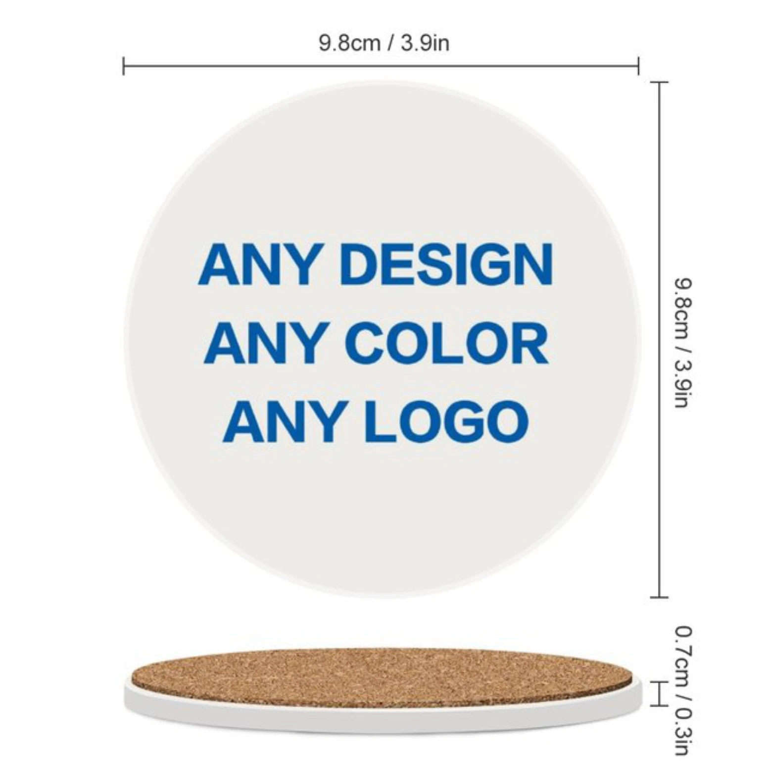 DIY Ceramic Coaster LOGO Photo TEXT Customizd Print Absorbent Material Cork Backing Cup Mug Mat Pad Kitchen Desk Table Decorate