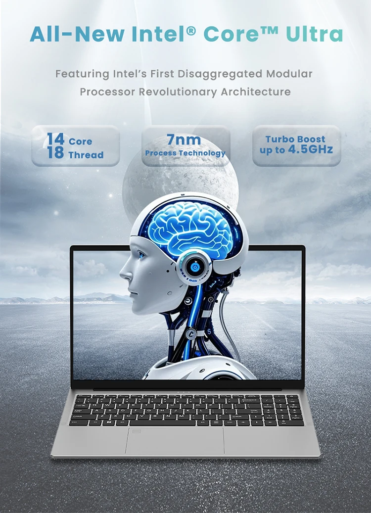 SZBOX15.6 Inch Notebook N125 MINI PC Intel Core Ultra 125H DDR5 4800MHz 16GB RAM 1TB NVMe RJ45 Windows10/11 WIFI6 BT5.1 Laptop