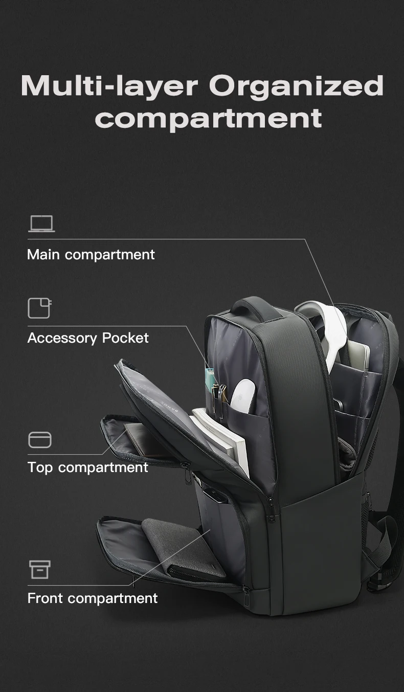 BANGE Neu eingetroffen: Großer, leichter, wasserdichter Business-Laptop-Rucksack (15,6 Zoll) für Herren und Teenager, geeignet für die Schule. – Detail 6