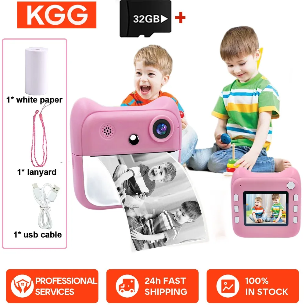 Kids Instant Camera Thermal No Ink Print Children Digital Cameras for Photography Video Birthday Gift Toy for Girls Boys