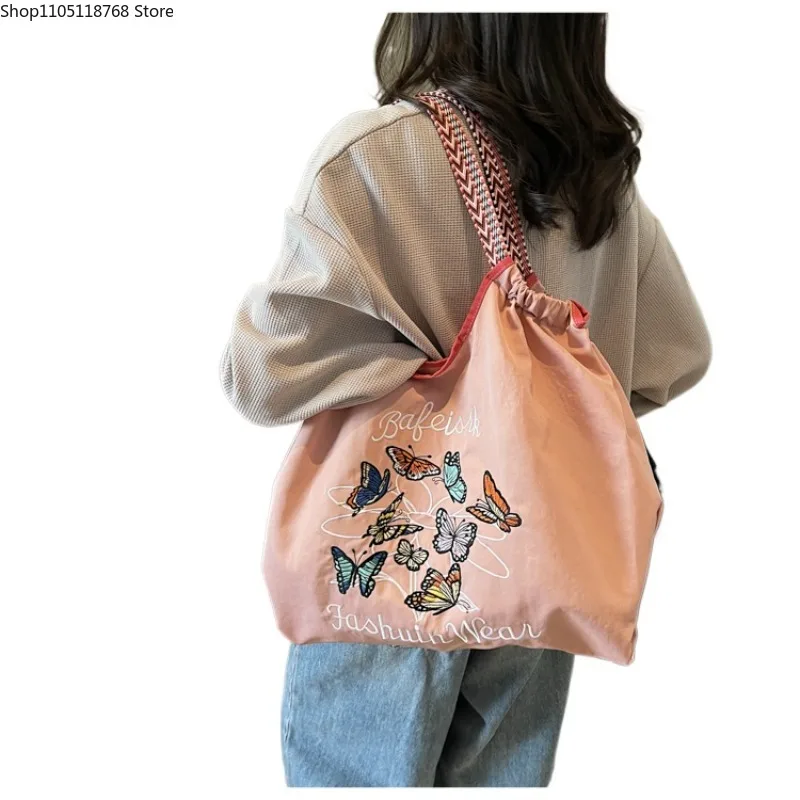 

Водонепроницаемые нейлоновые сумки большой емкости, женские сумки на плечо с принтом бабочки, пакеты с милыми цветами, легкие свежие сумки