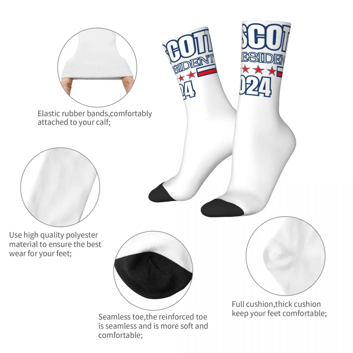 Tim Scott For President 2024 Theme Socks Accessories for Female Male Breathable Crew Socks