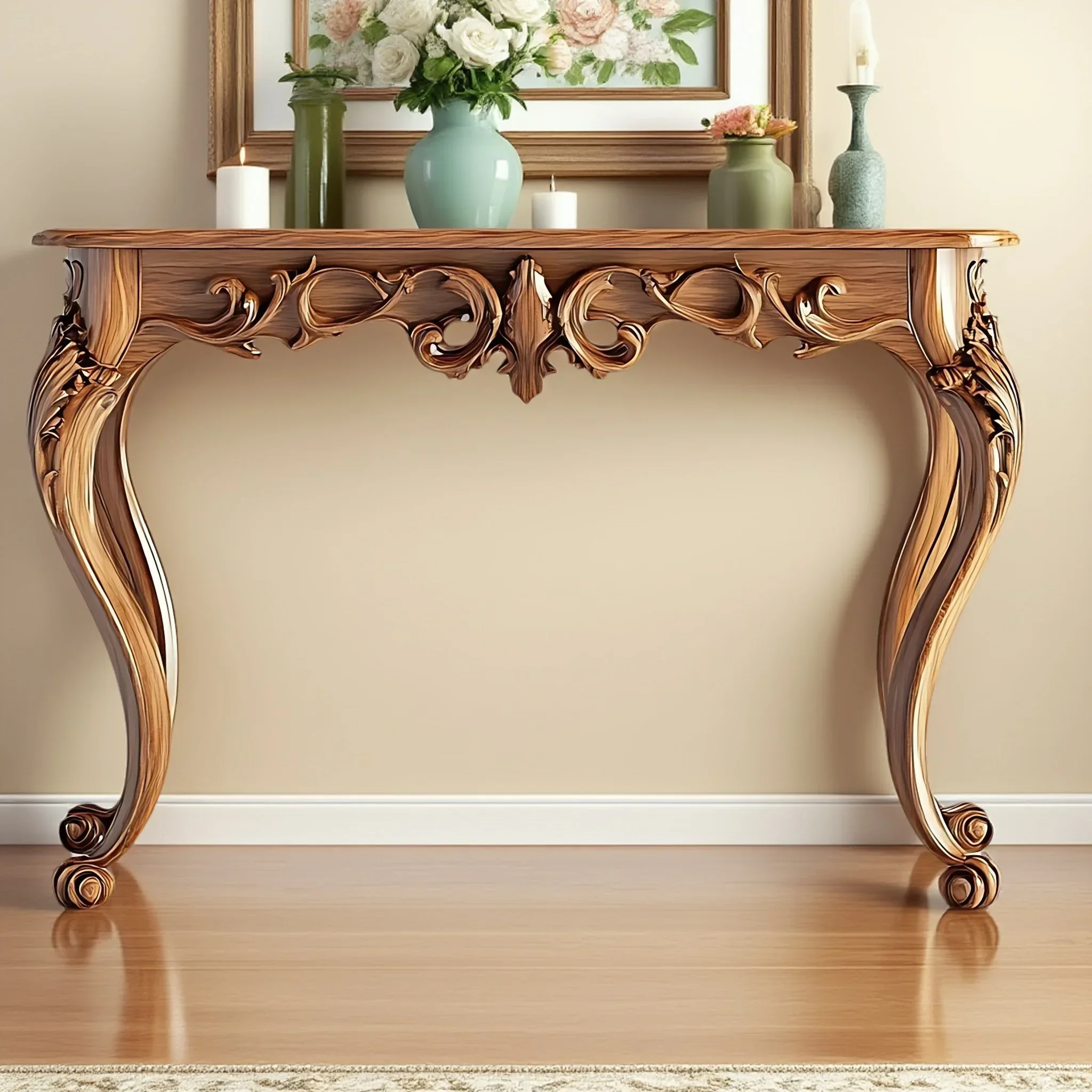 French color entrance table Solid wood art entrance table Simple American entry