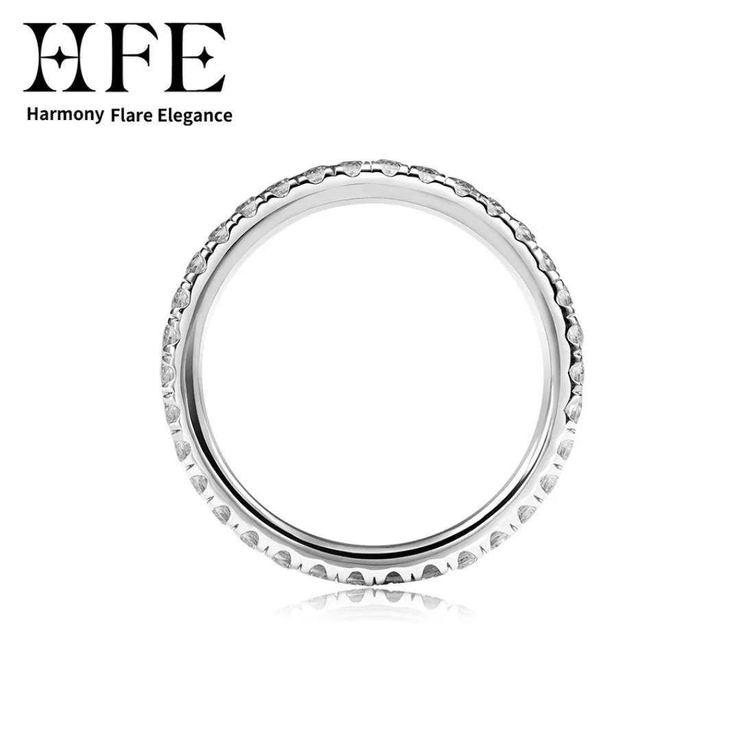 

HFE Sparkling Moissanite Ring D Color VVS1 Clarity White Gold Pure 925 Sterling Silver Stackable Elegant Simple Women's Ring