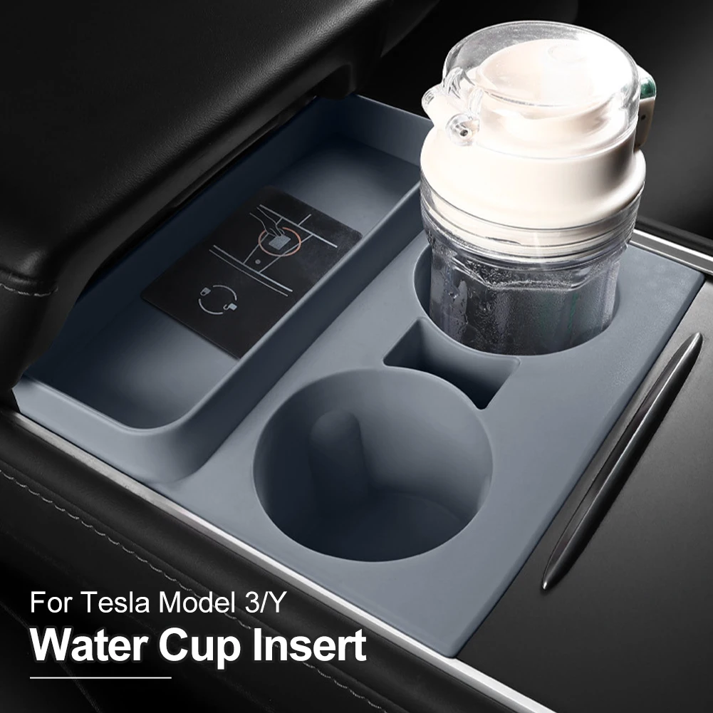 

Car Cup Holder Insert Center Console Organizer Tray Water Cup Holder Insert For Tesla Model 3/Y 2021 2022 2023 Auto Accessories