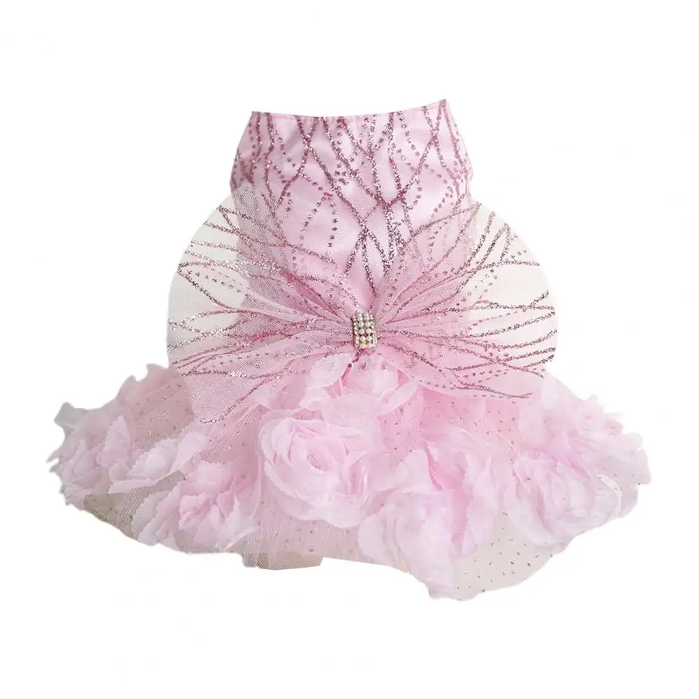 Pet Dress Lovely 3D Flowers Elegant Small Medium Girl Dogs Princess Dress Festival Wear