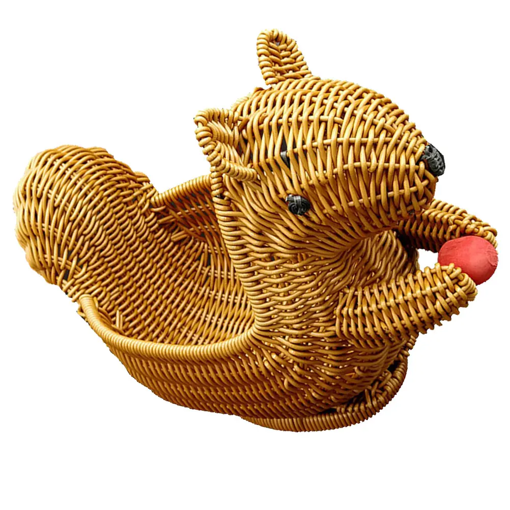 

Imitation Rattan Basket Bread Wicker Fruit Storage Simulation Table Holder Woven
