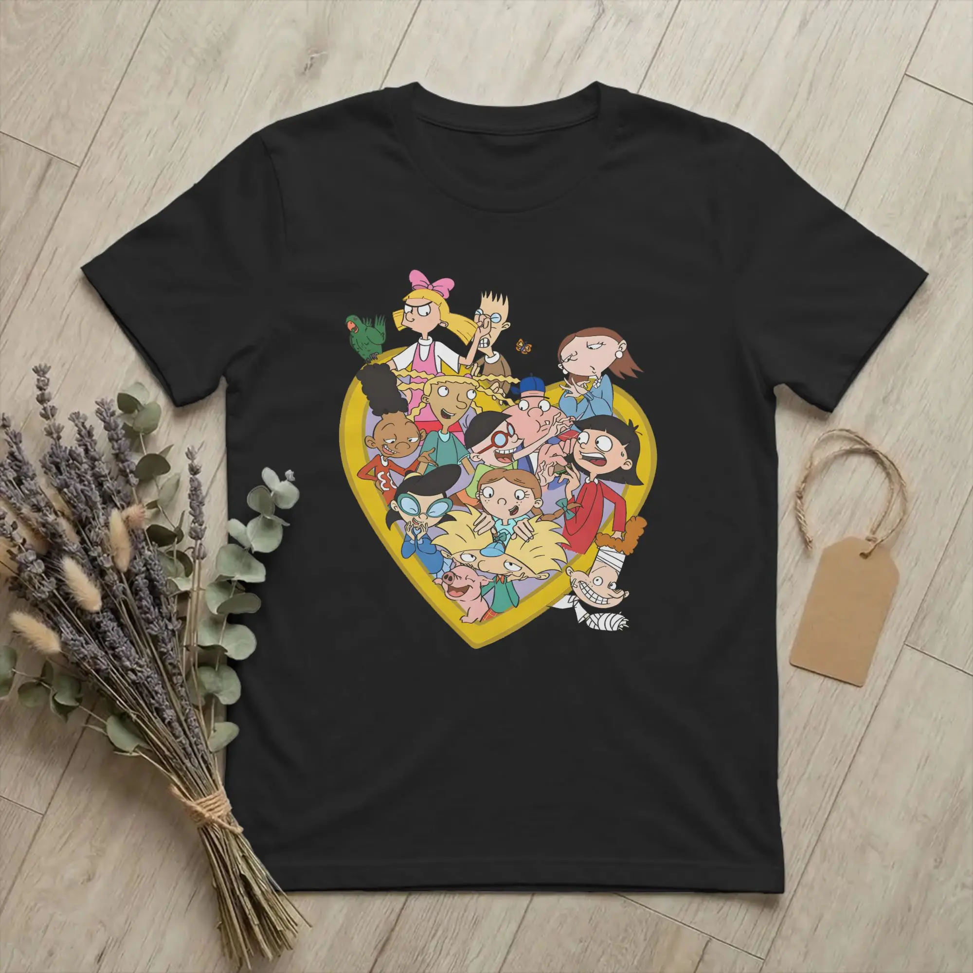 Casual Hey Arnolds  Tshirts Men Round Neck Short Sleeve Tops Shirts Squad Goals  Heart Frame  Cotton Summer Clothes