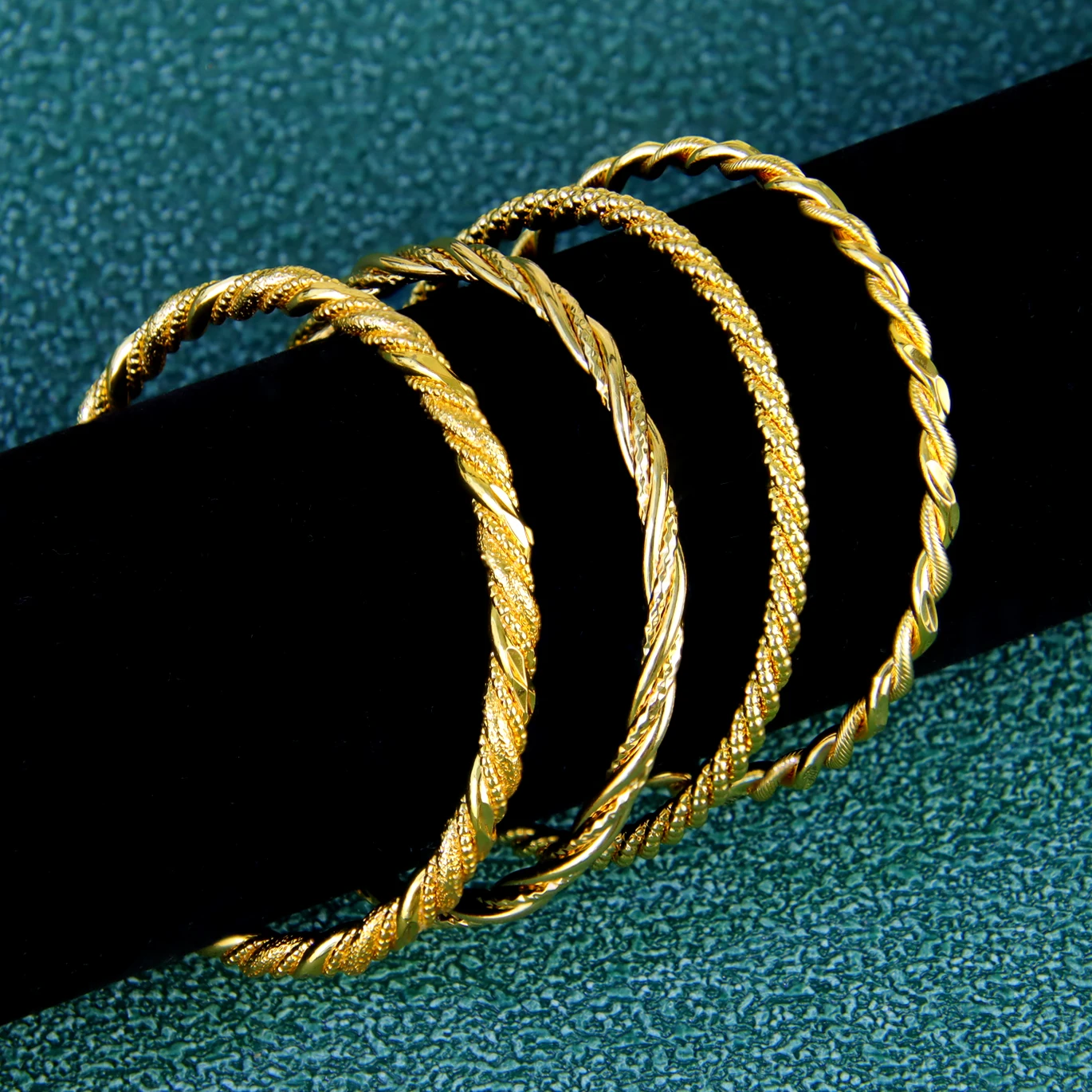AYONG Arab Gold Color Cuff Bracelets 21k Copper Gold Plated Twisted Personality Bangles Dubai Women Wedding Party Jewelry Gifts