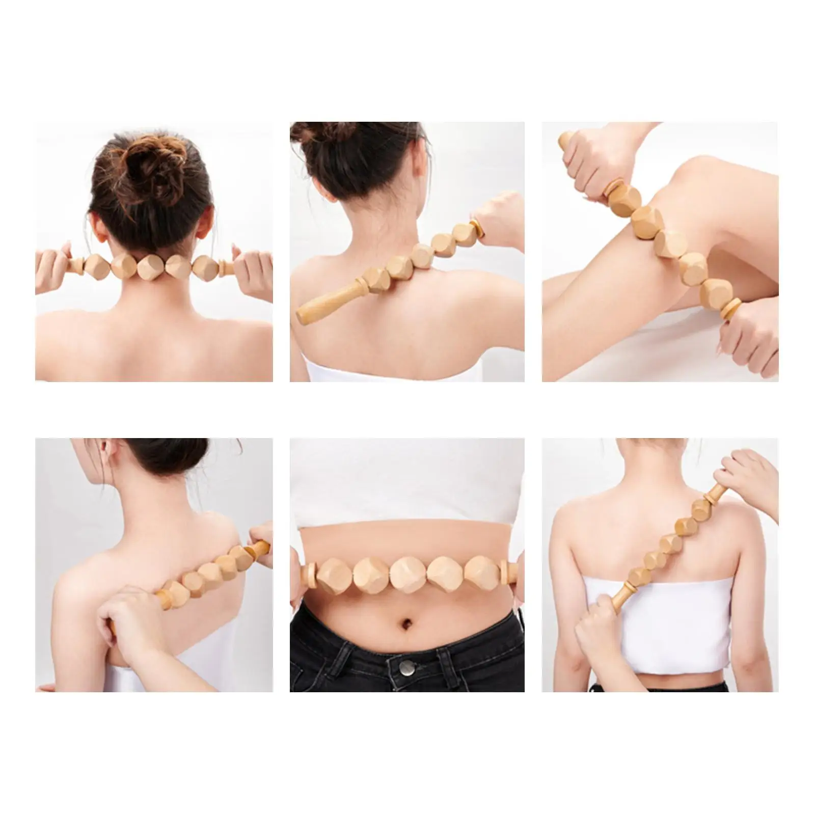 

Set of 5 Wood Massage Tools Gua Sha Board Manual for Lymphatic Drainage, to Release Cellulite Sore for Whole Body Use