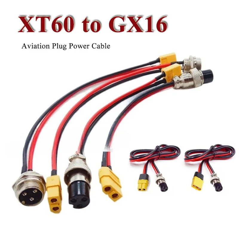

XT60 to GX16 Charging Cord GX16 2 3 Pin to XT60 Aviation Plug Power Cable Electric Scooter Socket Plug Male Female Adaptor Wire