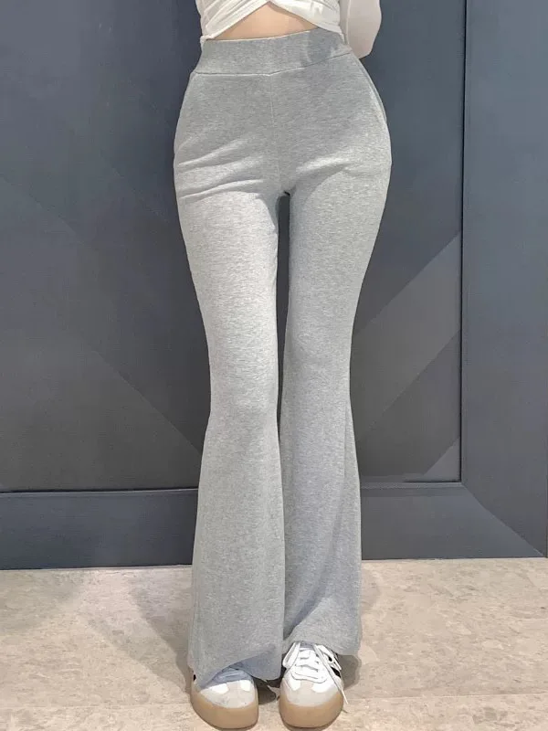 

Korean Version New High Waisted Solid Slim Sports Pants Women Casual Versatile Micro Flared Pants