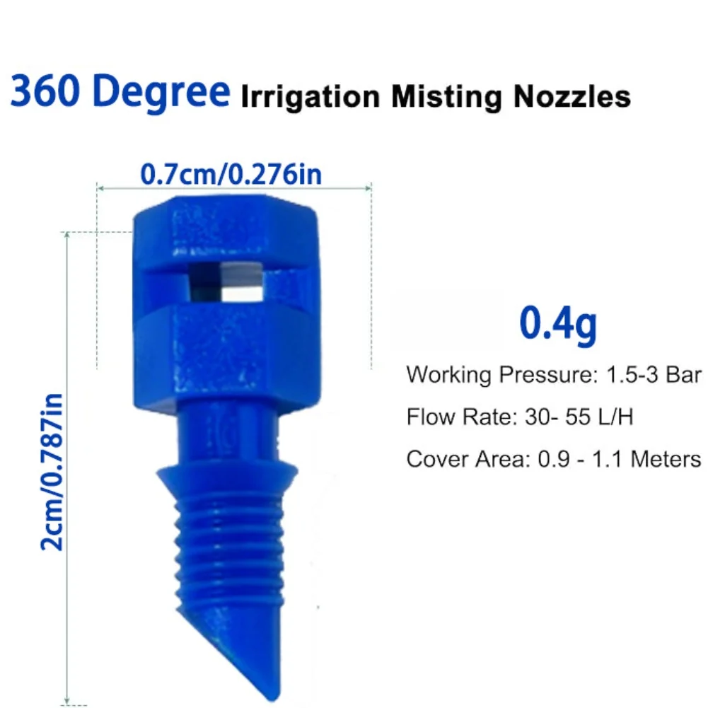 Atomizing Irrigation Nozzle Compatible with Standard Tubing for Fruit Tree and Sapling Moisture Control Systems
