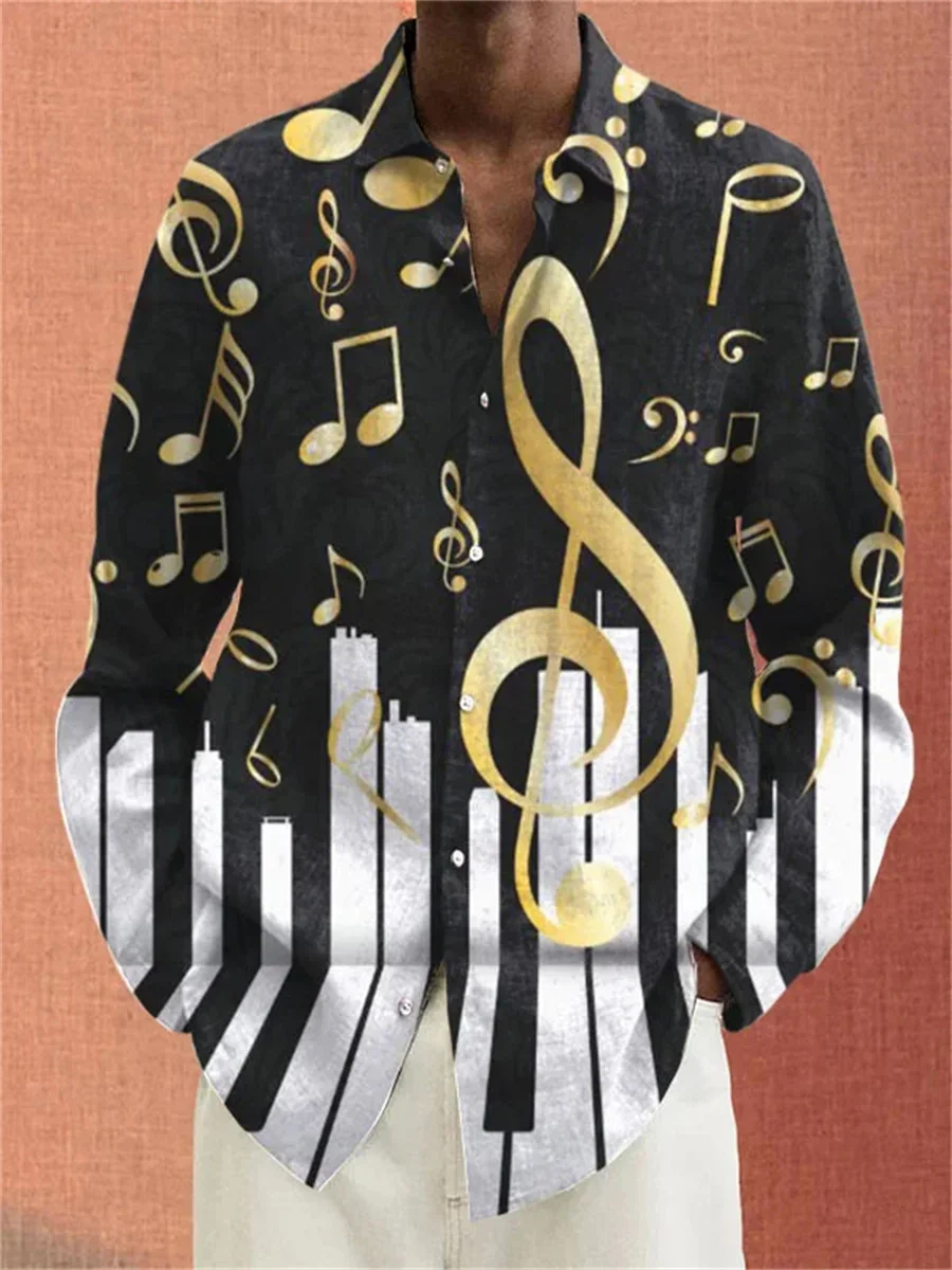 

Shirt Men's Musical Notation Musical Instruments Clear Graphics Casual Outdoor Street Comfortable Soft Luxury 2023 Popular Plus