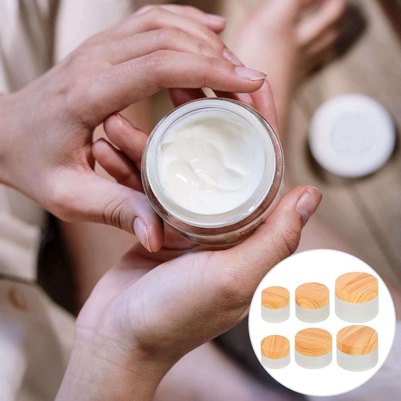 Pots de crème en verre de voyage, bouteilles mates, conteneurs de maquillage rechargeables, stockage de Lotion, pots d'échantillon, pot en verre mat 6 pièces