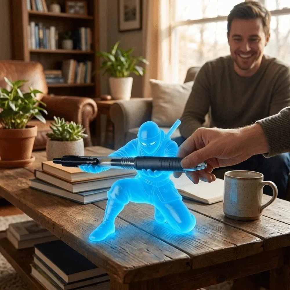 3D Printed Luminous Ninja Pen Holder Ninja Character Multi-Functional Desk Ninja Ornament Plastic Ninja Shaped Pen Stand Office view 3
