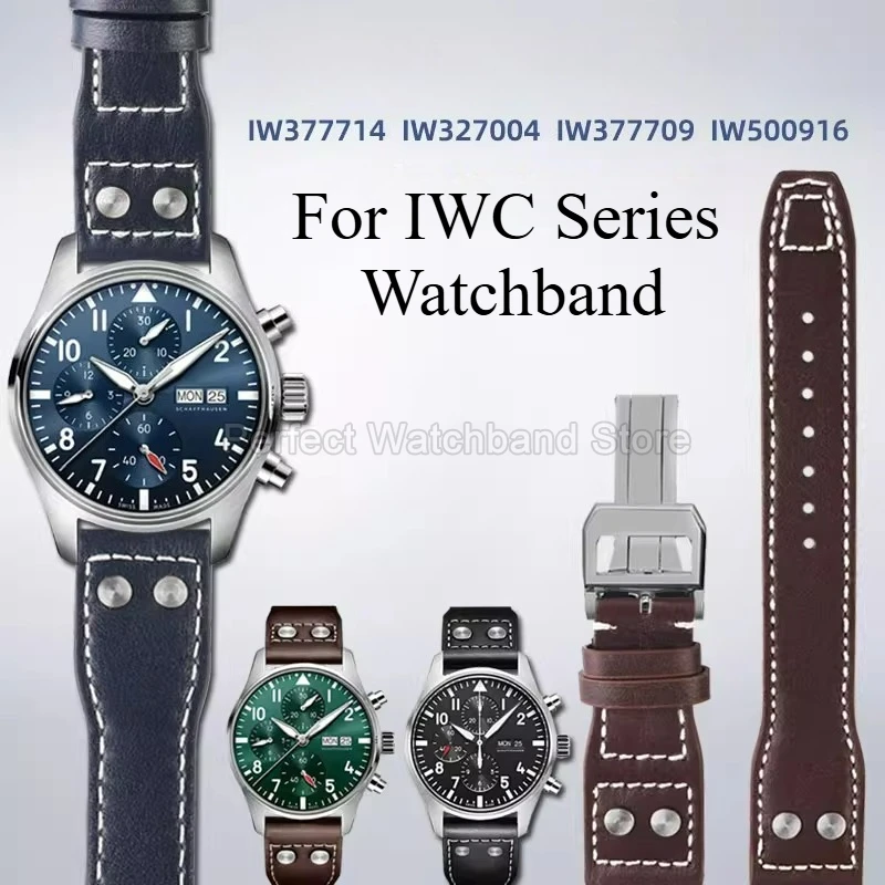 Soft Material Skin-friendly 20 21 22mm Black Brown Genuine Leather Watchband for IWC Mark 18 Portofino Le Petit Prince Spitfire