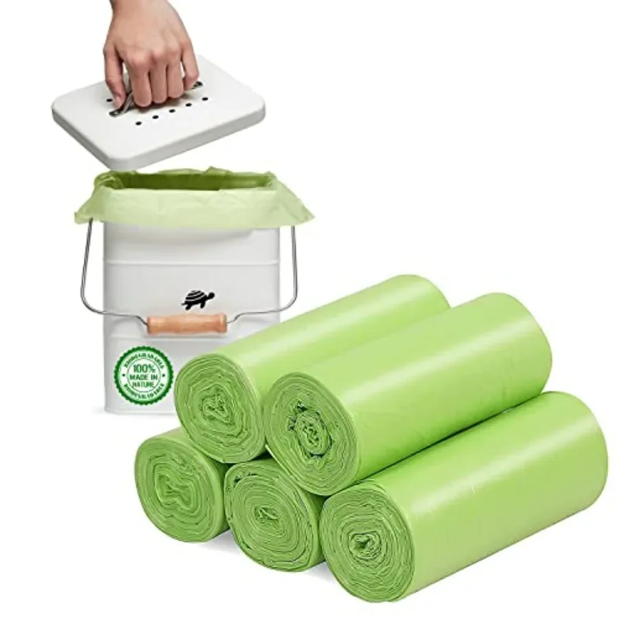 Bolsas de basura pequeñas de 46 galones, biodegradables, Mini bolsas de basura de baño fuertes compostables de 20 litros con recicl resistente al desgarro y a fugas