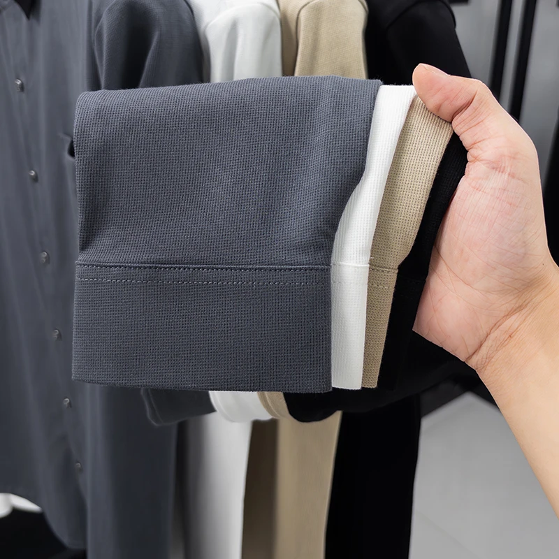 Men's Designer Long Sleeve Shirt Contrast Collar Button down Pocket Autumn Winter Business Casual Classic Fashion Men's Clothing