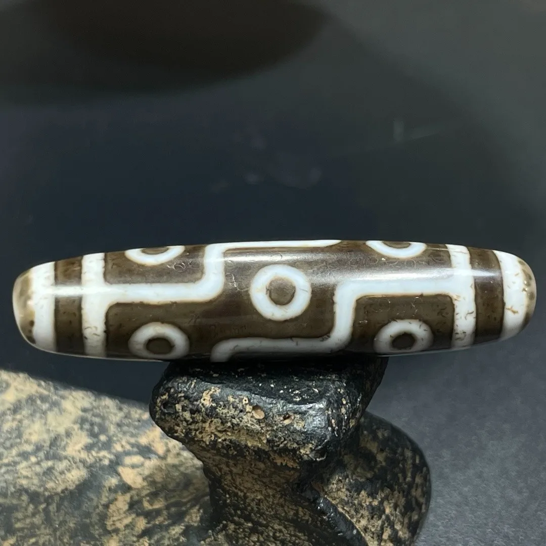Tibetan Nepalese Himalayan Bead Ancient agate Old Dzi Talisman 9 eye Bead Amulet