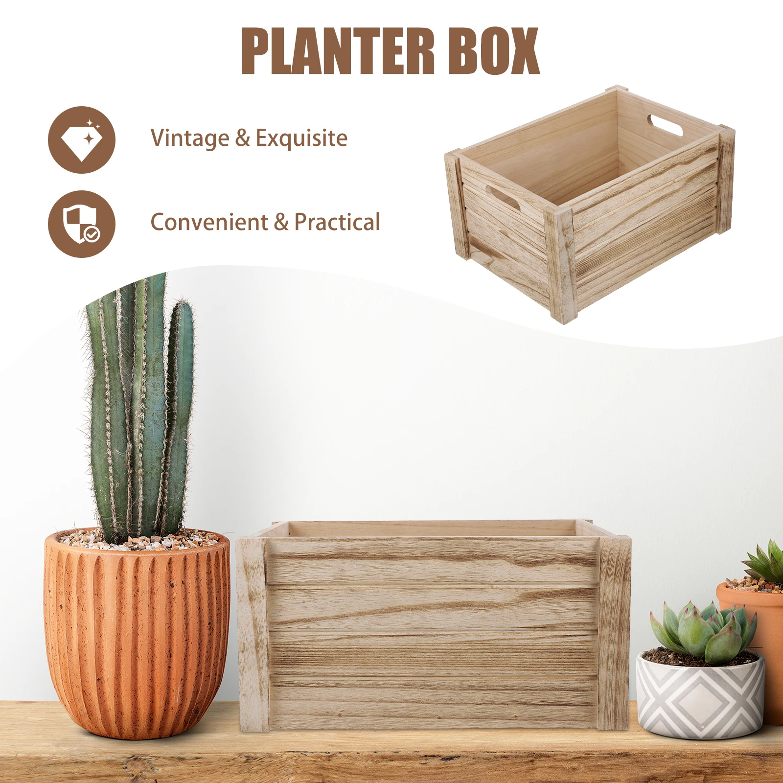 

Деревянная коробка для цветов в деревенском стиле, прямоугольная деревянная коробка из цельного дерева, винтажные цветные коробки для суккулентов, домашние и уличные цветочные коробки