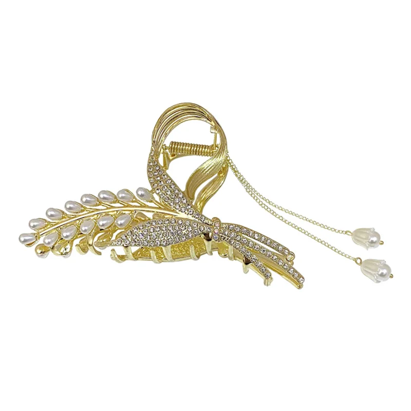 Strass Perle Quaste Haar Klaue Für Frauen Mädchen Elegante Pferdeschwanz Haar Clip Mode Haar Zubehör Exquisite Shark Clip Geschenke – Detail 7