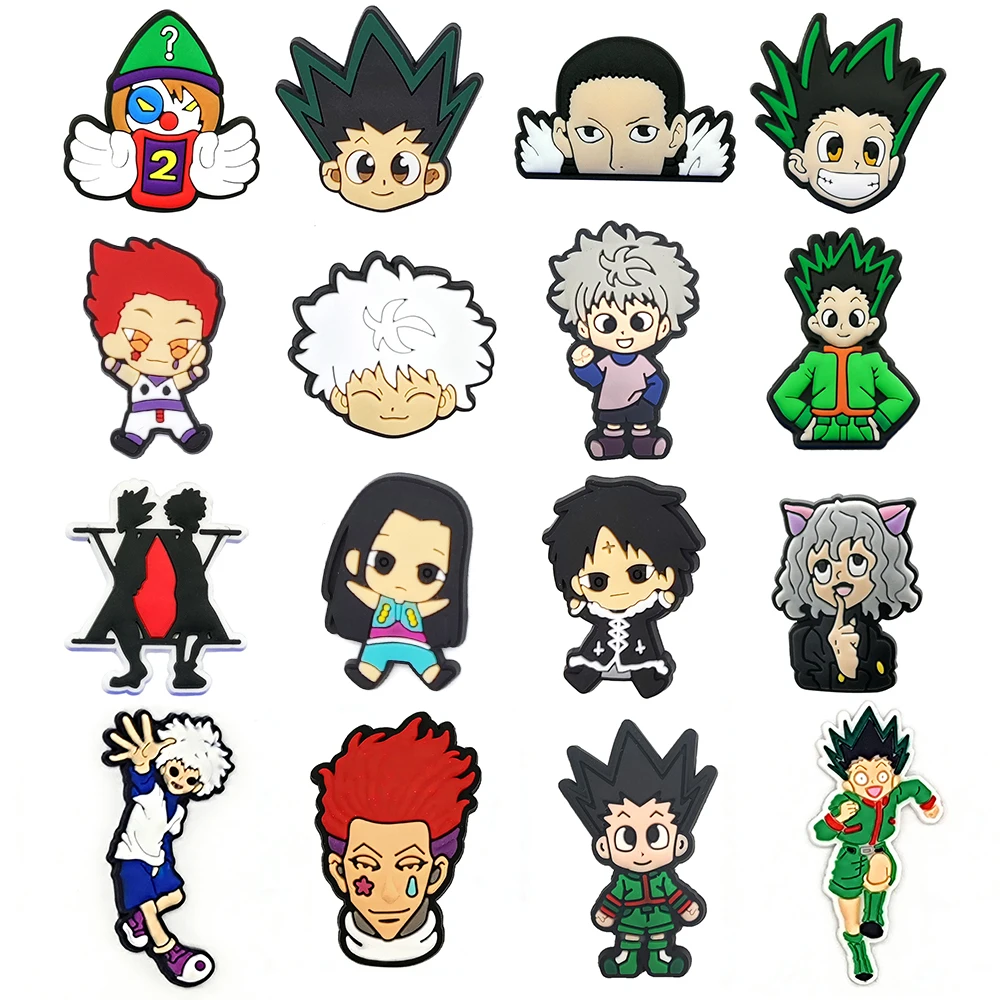 10-16Pcs Japanese Anime Hunter Shoe Charms Cartoon Clogs Sandals Decoration Shoes Accessories Buckle for Girl Friends Gift