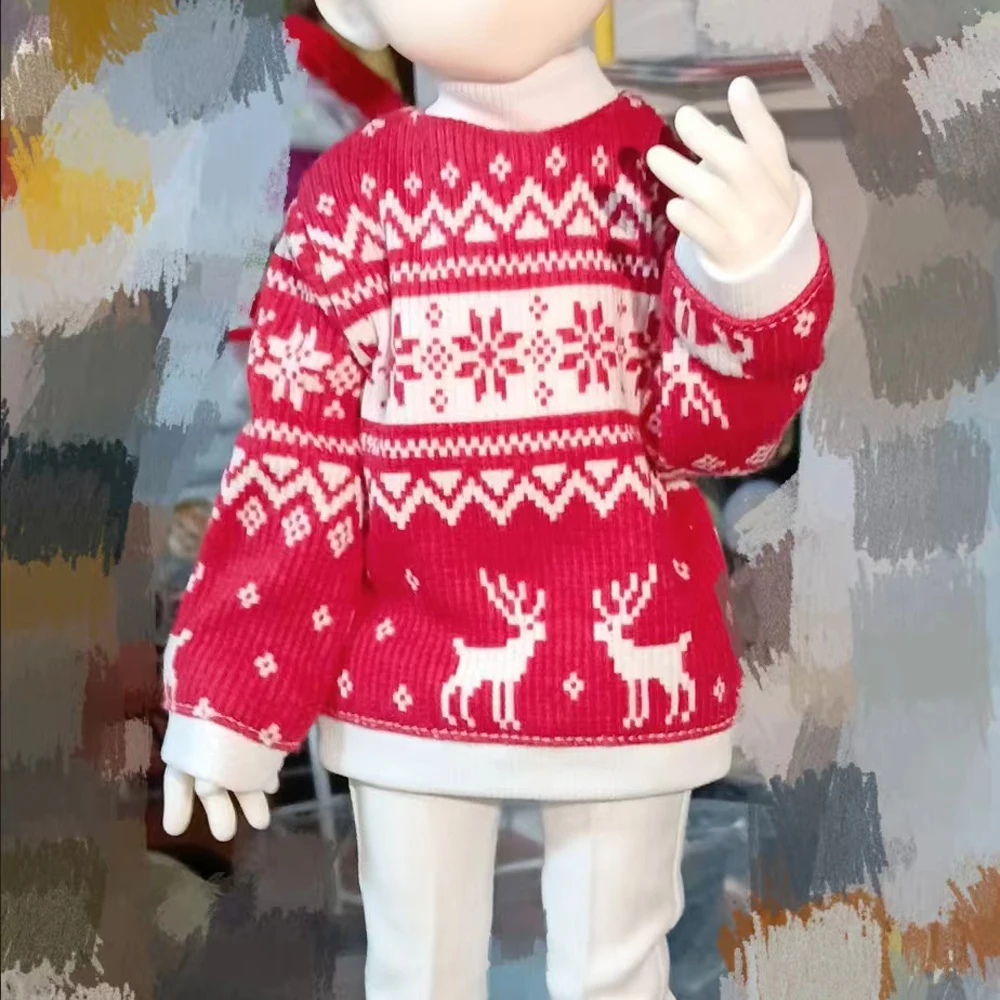 1/3 1/4 1/6 roupas de boneca para 60/45/30cm bjd boneca menina brinquedo vermelho gola alta manga comprida vestir-se jogar casa presente boneca acessórios