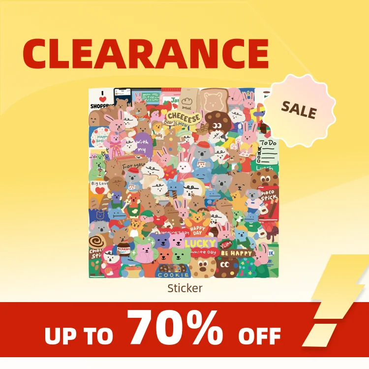 クリアランス_100枚入り 可愛い韓国風クマステッカー 防水ビニールステッカー 子供用おもちゃデカール ノートパソコン 水筒 スケートボード用