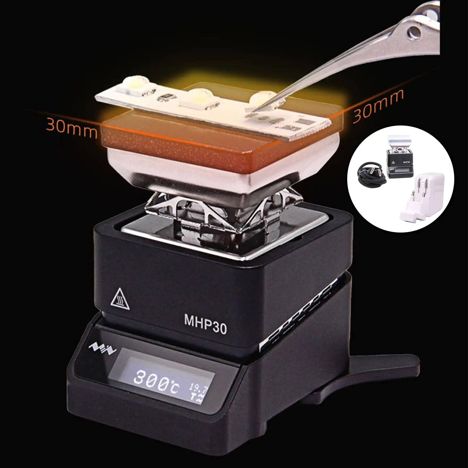 MHP30 Mini OLED Hot Plate Preheater 60W 350℃ Soldering Station Preset