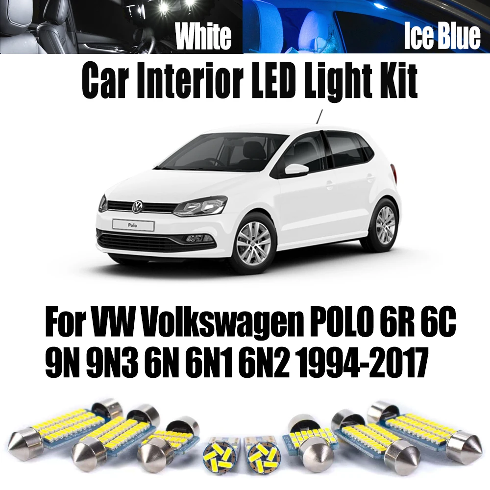 

For VW Volkswagen POLO 6R 6C 9N 9N3 6N 6N1 6N2 1994-2017 Indoor Map Dome Trunk Light Canbus Car LED Interior Reading Bulb Kit