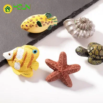 2pcs Cartoon Ocean Animal Resin Handles Mediterranean Pastoral Ocean Windshield Shoe Cabinet Door Drawer Children's Room Handles