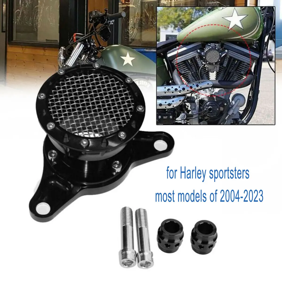 Motorcycle Accessories Black Velocity Stack Air Cleaner Intake Filter For Harley Sportster 2004-2023