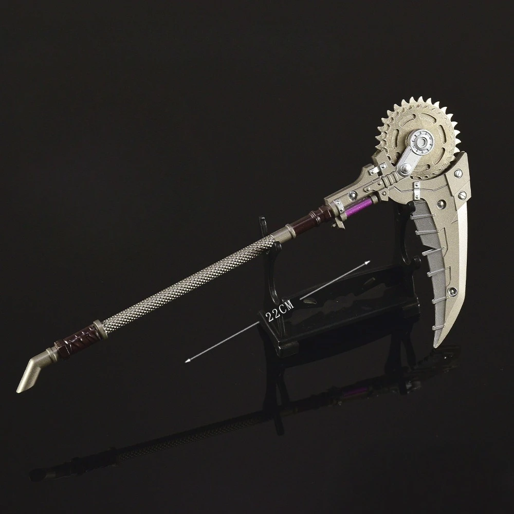 22 سنتيمتر لعبة الأجهزة الطرفية الغزل والعتاد الحرب المنجل شاتير بليد المعادن الحرفية الأسلحة وضع تحصيل مكتب حلية الإبداعية هدية لعبة