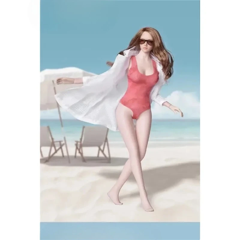 Weibliches Puppenmodell im Maßstab 1:6, Tarnung, sexy Bikini-Badeanzug mit Sonnenschutzanzug, passend für 12-Zoll-Actionfiguren, PH-Körperzubehör