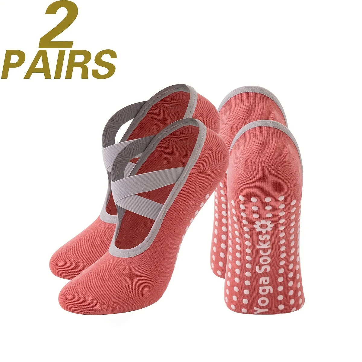 

2 пары женских нескользящих носков для йоги, невидимые однотонные носки с низким вырезом для занятий фитнесом и спортом в помещении, а также для йоги.